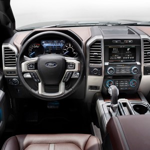 2015 Ford F-150: The new 8-inch LCD productivity screen in the instrument panel of the all-new Ford F-150 includes updated truck apps -- from fuel economy to towing tips -- and the ability to create a customized home screen for customers to access their most frequently used apps in one place.